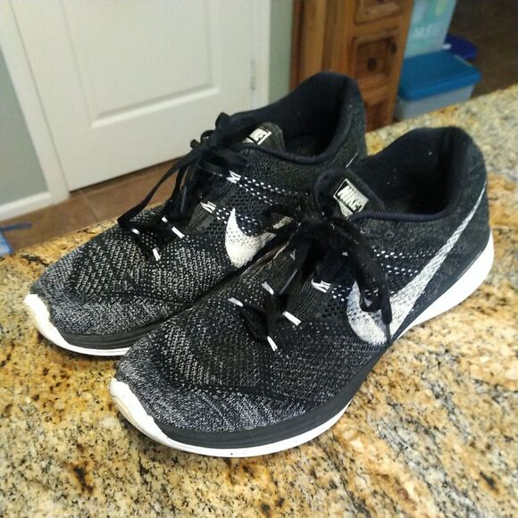 Nike Mens Flyknit Lunar III 698181-010 Black Oreo Running Shoes Sneakers Size 14 main image 4